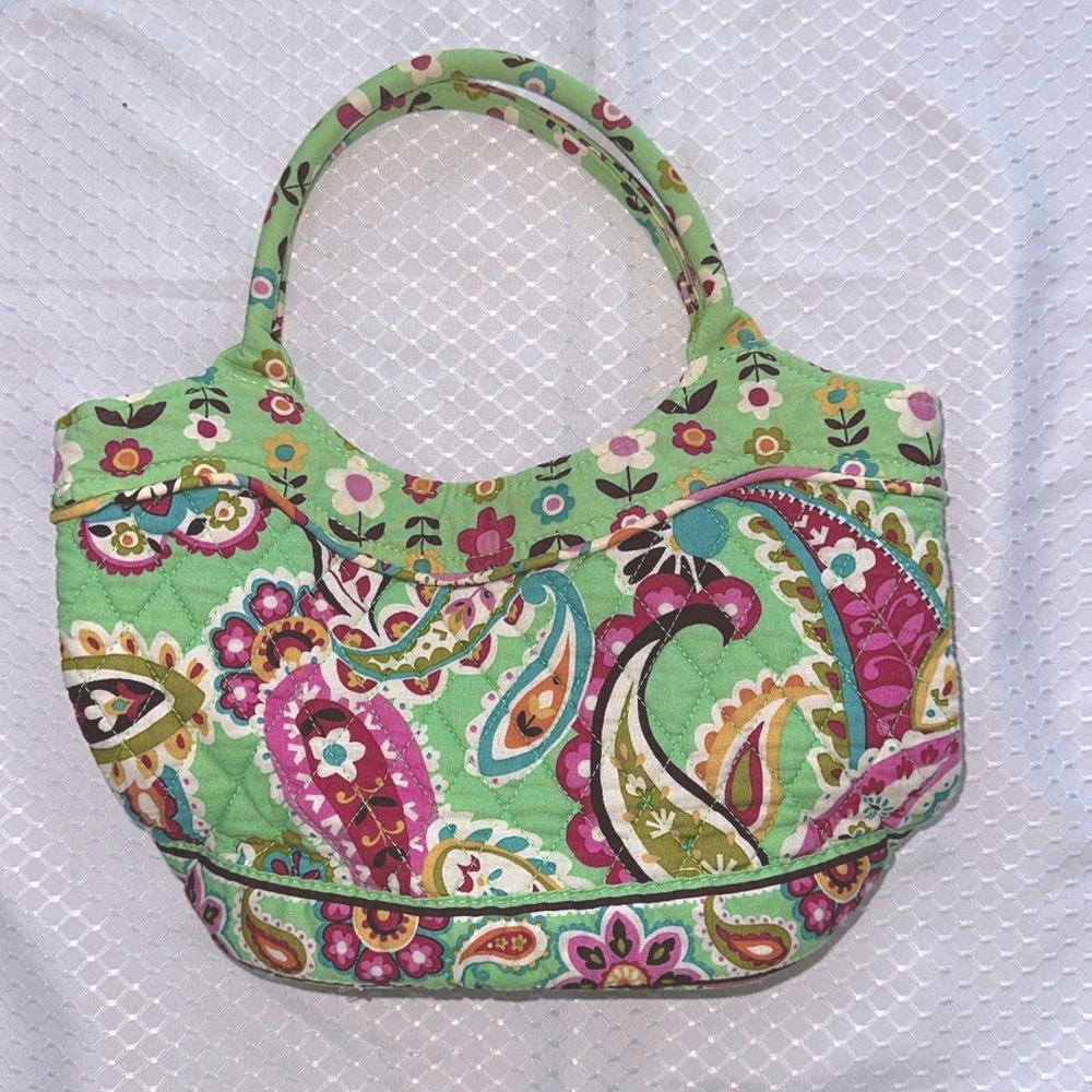 Vera Bradley Floral Green Handbag, small tote bag, perfect condition. snaps shut - Picture 7 of 8